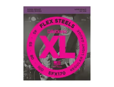 D'Addario EFX170 FlexSteels Bass Strings, Light, 45-100, Long Scale