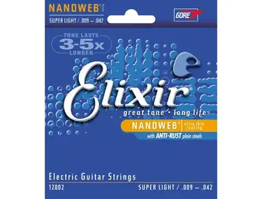 Elixir Electric Guitar Strings w NANOWEB Coating, Light .009-.042