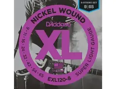 D'Addario EXL120-8 8-String Nickel Wound Electric Guitar Strings, Super Light, 9-65