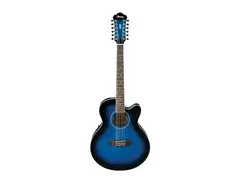 Ibanez AEL152ETBS 12-String Cutaway Acoustic-Electric Guitar Transparent Blue Sunburst