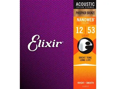 Elixir Strings Nanoweb Phosphor Bronze Acoustic Guitar Strings .012-.053 Light