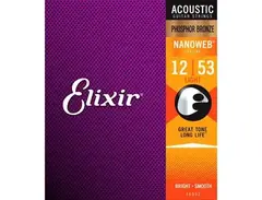 Elixir Strings Nanoweb Phosphor Bronze Acoustic Guitar Strings .012-.053 Light