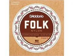 D'Addario EJ32 Folk Nylon Guitar Strings, Ball End, Silver Wound/Black Nylon Trebles
