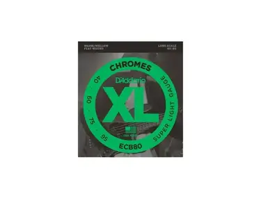 D'Addario ECB80 XL Chromes Flat Wound Long Scale 40-95 Flatwound Bass Strings