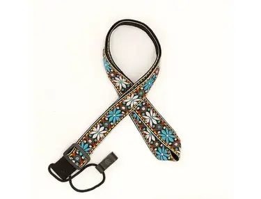 CLOUDMUSIC J Hook Clip On Ukulele Strap Ukulele Belt (Blue White Flower)