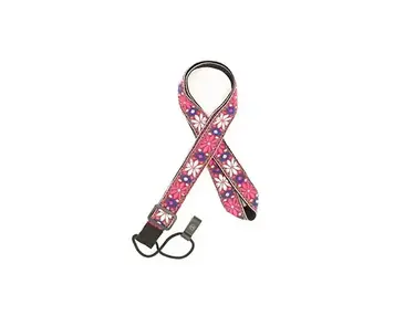 CLOUDMUSIC Ukulele Strap with Hook Clip On (White Pink Flower)