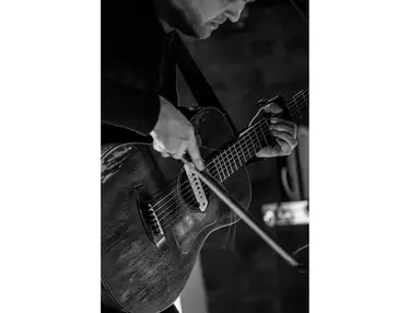 Black acoustic guitar
