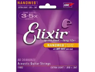 Elixir 11002 Nanoweb 80/20 Bronze Extra Light 10-47
