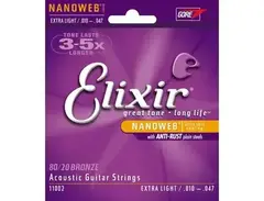 Elixir 11002 Nanoweb 80/20 Bronze Extra Light 10-47