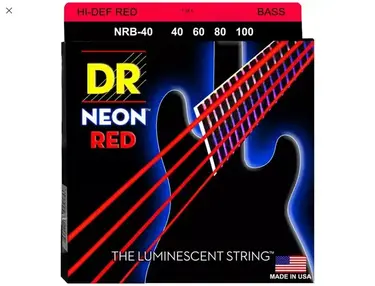 DR Strings NYB-40 Hi-Def NEON Red Coated Light 4-String Bass Strings