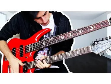 Starfire Double Neck bass and 12 String Electric Guitar, Flamed Maple