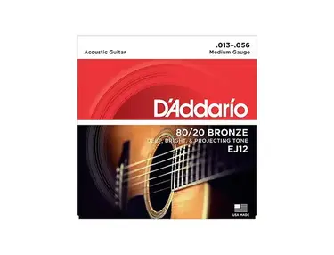 EJ12 80/20 Bronze Acoustic Guitar Strings, Medium, 13-56