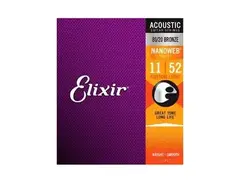 Elixir 80/20 Bronze with NANOWEB STRINGS, .011-.052