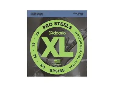 D'Addario EPS165 ProSteels Bass, Custom Light, 45-105, Long Scale