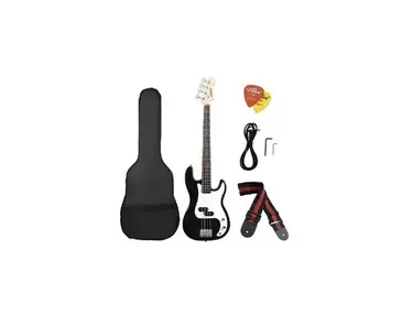 ammoon Solid Wood Electric Bass Guitar PB Style Basswood Body Rosewood Fingerboard with Gig Bag Strap Cable Pickups
