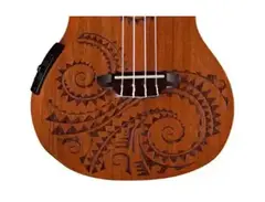 Luna Guitars Tattoo Mahogany Concert Acoustic-Electric Ukulele Mahogany with Tattoo Laser Etching and Satin Finish main image