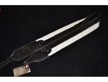Carlino Custom Black and White "Michael Schenker" Style Leather Strap