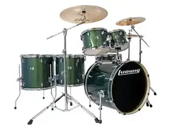 Ludwig Element Evolution 6-piece Complete Drum Set with Zildjian I Cymbals - 22" - Emerald Green Sparkle main image