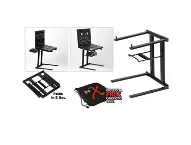 ProX T-LPS600 Lightweight Folding DJ Laptop Stand With Extra Shelf & Travel Bag