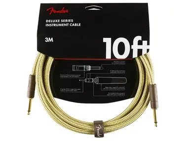 Fender Deluxe 10ft Straight Instrument Cable, Tweed