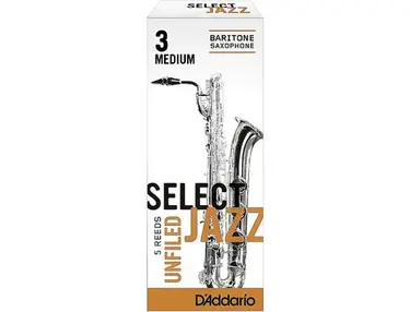 D'Addario Woodwinds Select Jazz Unfiled Baritone Saxophone Reeds Strength 3 Medium