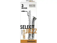 D'Addario Woodwinds Select Jazz Unfiled Baritone Saxophone Reeds Strength 3 Medium