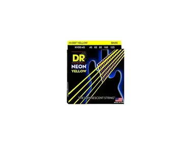 DR Strings NYB-45 Hi-Def NEON Yellow Coated Light 5-String Bass Strings