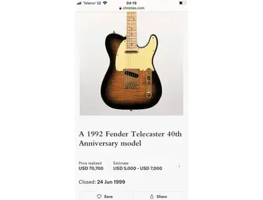 Fender Telecaster 40 th aniversary Eric Clapton model
