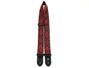 Perri's 2” RED CROSSES JACQUARD WITH LEATHER ENDS