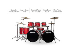 TAMA Imperialstar 8-Piece Double Bass Drum Set With MEINL HCS Cymbals Candy Apple Mist image 2