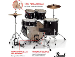 Pearl Roadshow RS525SC/C 5-piece Complete Drum Set with Cymbals image 4