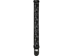 D'Addario Joe Satriani Nylon Guitar Strap Black/Silver Silver Sketches image 2