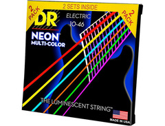 DR Strings Hi-Def NEON Multi-Color Medium Electric Guitar Strings (10-46) 2 Pack image 3