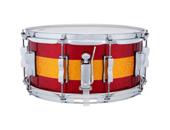 Ludwig Classic Maple Snare Drum - 6.5 inches x 14 inches, Red/Gold Tri-Band image 4