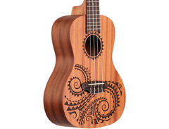 Luna Guitars Tattoo Mahogany Concert Acoustic-Electric Ukulele Mahogany with Tattoo Laser Etching and Satin Finish image 2