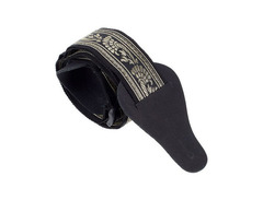 Get'm Get'm Rock'N'Roll Blk&Gld Brocade 2" Guitar Straps image 2