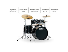 Tama Imperialstar IE52C 5-piece Complete Drum Set with Snare Drum and Meinl Cymbals image 2