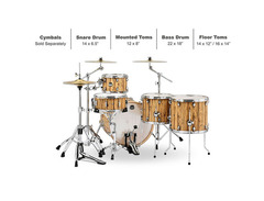 Mapex Mars Series 5-Piece Crossover Shell Pack With 22" Bass Drum Driftwood Chrome image 2