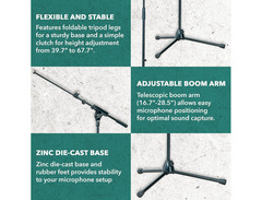 K&M Microphone Stand with Telescopic Boom Arm image 2