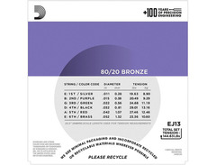 D'Addario EJ13 80/20 Bronze Custom Light Acoustic Guitar Strings image 3