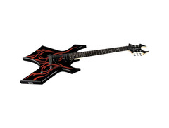 B.C. Rich Metal Master Warlock Electric Guitar Black With Tribal Fire image 2