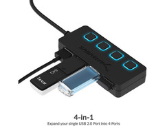 Sabrent 4-Port USB 2.0 Hub with Individual Power Switches and LEDs (HB-UMLS) image 3