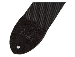 Fender Guitar Strap 2" Cotton Leather Black with Fender Logo image 2