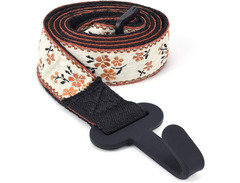 CLOUDMUSIC Hawaiian Floral Ukulele Strap with Hook Clip On (Orange Flowers In Breige) image 2