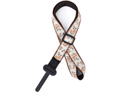 CLOUDMUSIC Hawaiian Floral Ukulele Strap with Hook Clip On (Orange Flowers In Breige) image 4