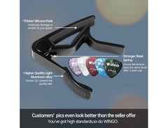 Wingo Quick-Change Capo for Acoustic and Electric Guitars, Black image 2