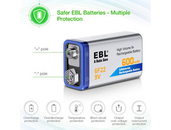 EBL rechargeable 9 volt batteries image 2