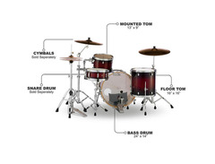 Pearl Drums Decade 7 piece - Gloss Deep Red Burst image 4