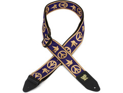 Ernie Ball EB4699 Jacquard Guitar Strap - Navy Blue and Beige Peace Love Dove image 2