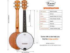 Kmise Banjolele 4 String Banjo Ukulele Concert 23 Inch MI0833 image 4
